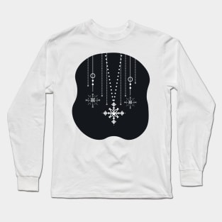 Snowflakes on Black Long Sleeve T-Shirt